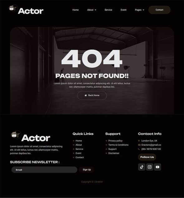 Oractor - Actor Agency Elementor Template Kit