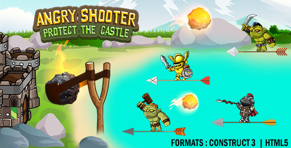 Angry Shooter Protect the Castle Game (Construct 3 | C3P | HTML5) Endless Game