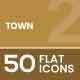 Town Flat Multicolor Icons