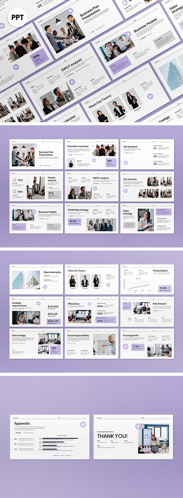 [DOWNLOAD]White Purple Modern Simple Business Plan Presentation PPT