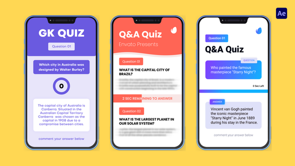 Q & A Quiz - Vertical Video Displays template preview