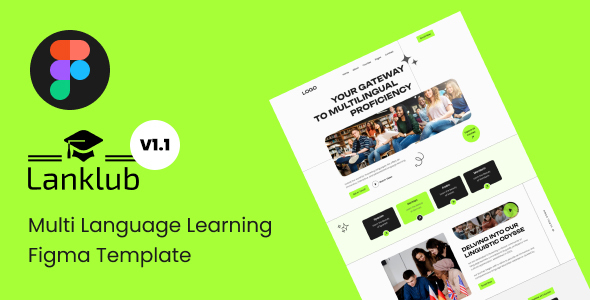 Lanklub - Multi Language learning Figma Template.