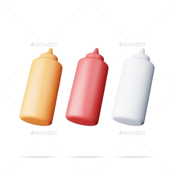 [DOWNLOAD]3D Set of Blank Plastic Bottles for Fast Food