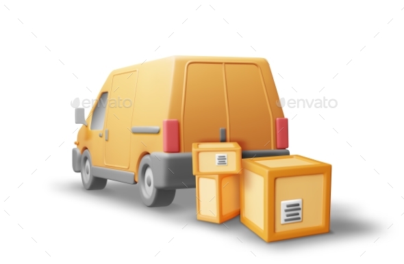 [DOWNLOAD]3D Delivery Van Full of Cardboard Boxes