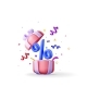 3D Gift Box with Percentage Symbol and Confetti