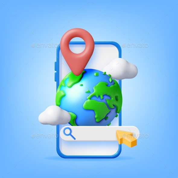 [DOWNLOAD]3d Globe Search Bar and Location Pin on Phone