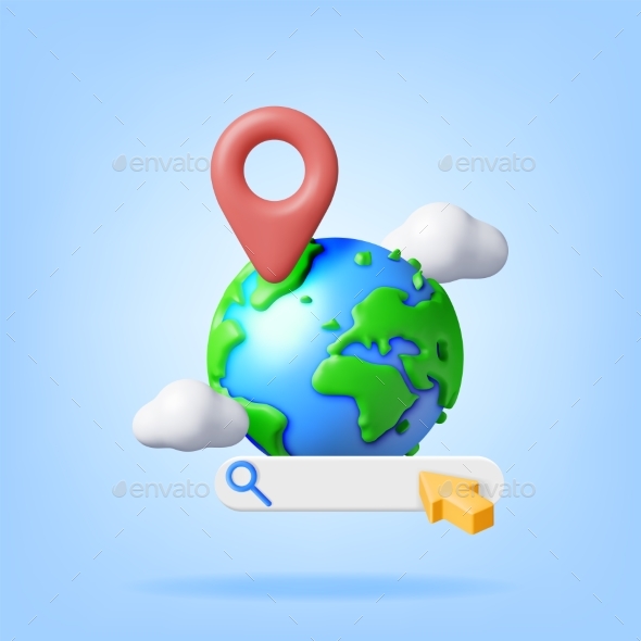 [DOWNLOAD]3d Globe or Earth Search Bar and Location Pin