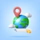 3d Globe or Earth Search Bar and Location Pin