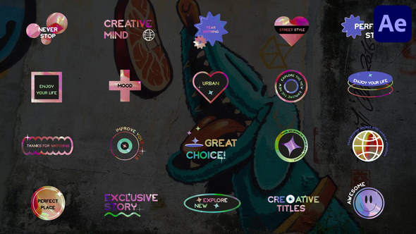 Holographic Sticker Titles for After Effects Titles template preview