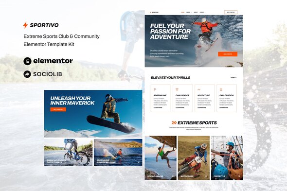 Sportivo - Extreme Sports Club & Community Elementor Template Kit