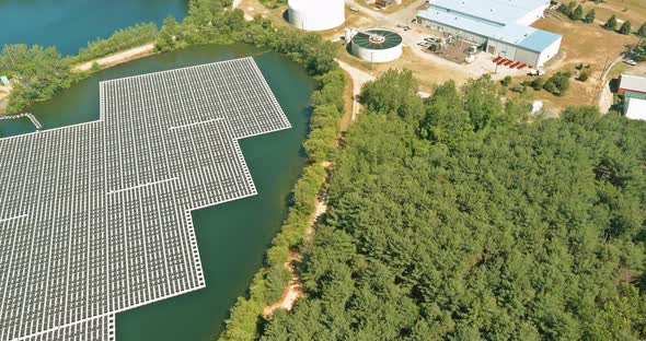 Ecological Energy Renewable of Solar Power Station Float on Water Pond the Electric Power alt