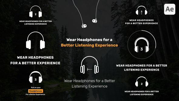Use Headphones Advisory Animations Elements template preview