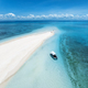 Aerial view of island, sandbank in ocean, sandy beach, boat - PhotoDune Item for Sale