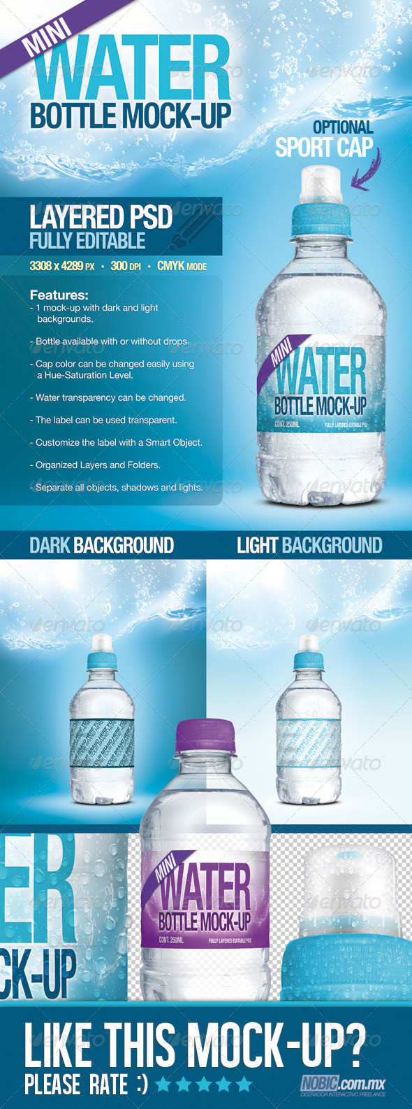 Mini Fresh Water Bottle Mock-Up - Miscellaneous Product Mock-Ups