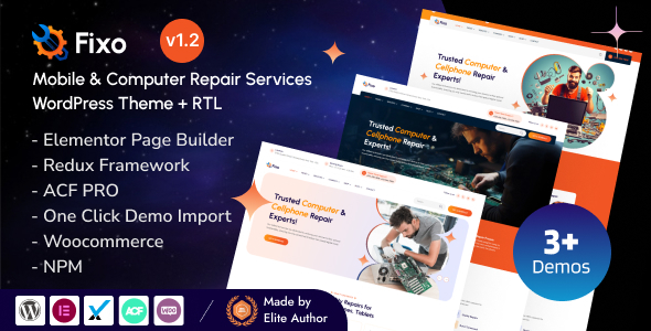Fixo - Mobile & Computer Repair Services Elementor WordPress Theme