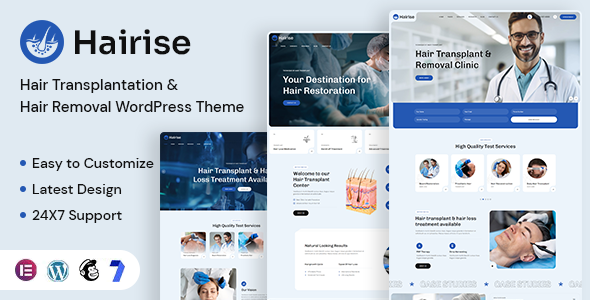 Hairise – Hair Transplantation and Hair Removal WordPress Theme