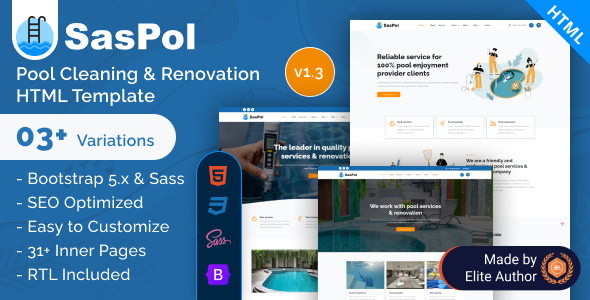 Saspol - Pool Cleaning & Renovation Bootstrap 5 Template