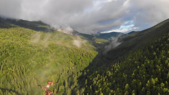 Beautiful Village in the Mountains From a Height