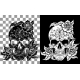 Skull Roses Abstract Pattern Tattoo Design