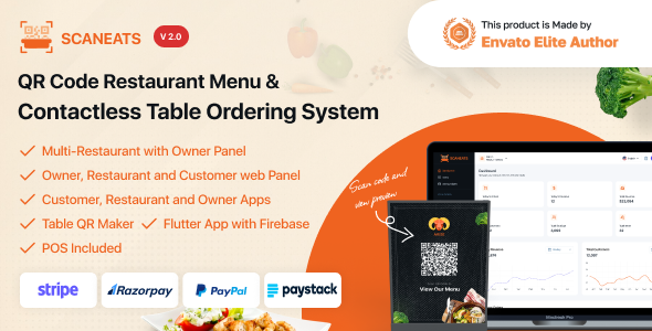 ScanEats -Complete QR Menu Maker and Table Ordering System with Multi-Restaurant POS Flutter Web/App