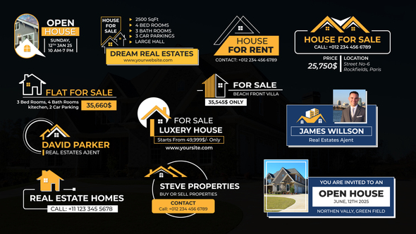 Real Estates Lower Thirds Titles template preview