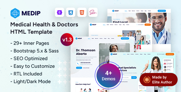 Medip - Medical Health & Doctors Bootstrap 5 Template by EnvyTheme