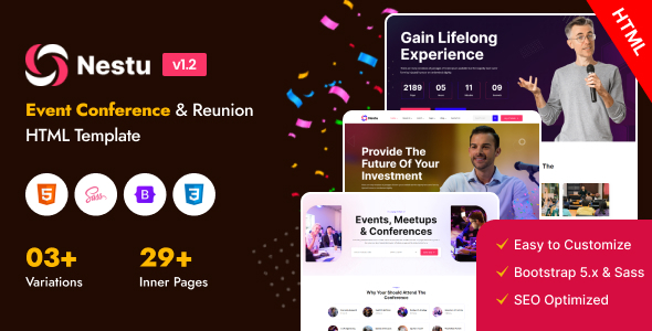 Nestu - Event Conference & Reunion Bootstrap 5 Template