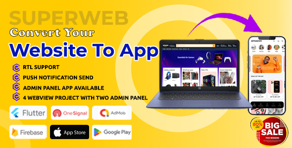 Superweb for Web to App - Convert Website into App with Flutter | Website to app | Web View App