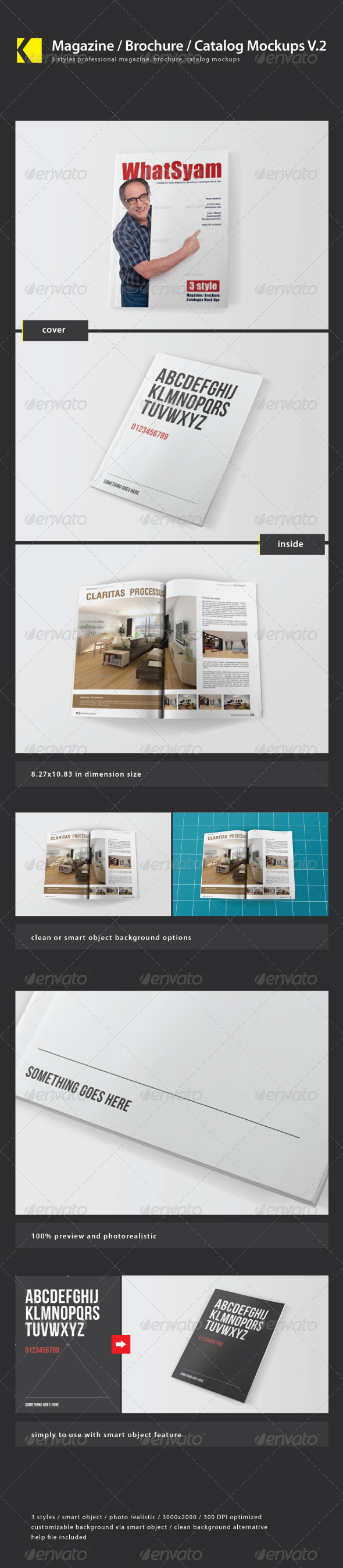 Magazine / Brochure / Catalog Mockups V.2 - Print Product Mock-Ups