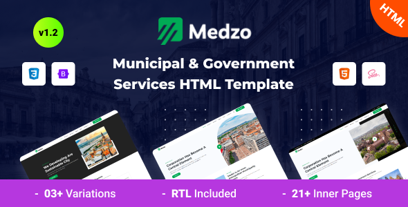 Medzo - Municipal & Government Services Bootstrap 5 Template