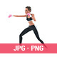 3D Sporty Character Woman Boxing Workout