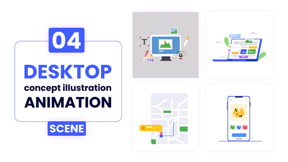 Desktop concept illustration Animation
