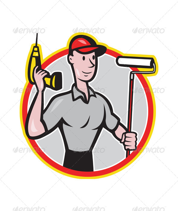House Painter Handyman Cartoon - People Characters
