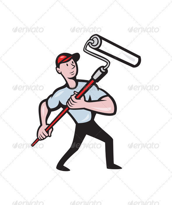 House Painter Paint Roller Painting Cartoon - People Characters