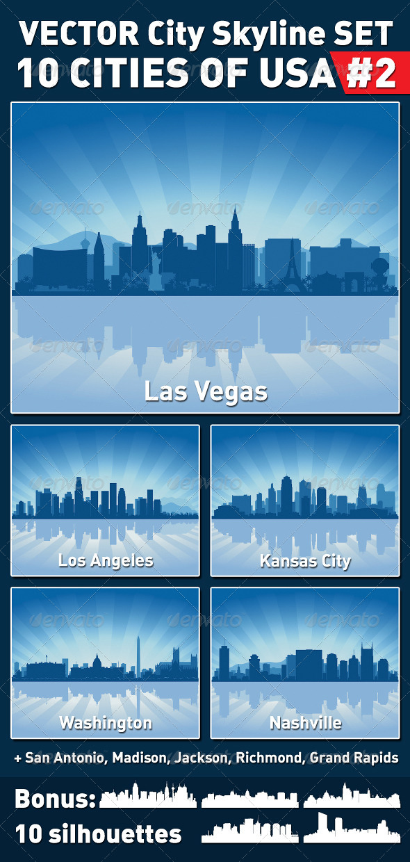 Vector City Skyline Set. USA #2 - Buildings Objects