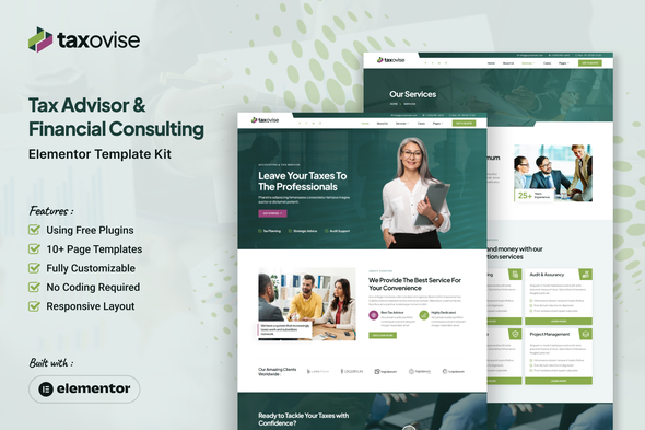 Taxovise - Tax Advisor & Financial Consulting Elementor Template Kit