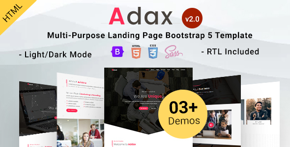 Addax - Multi-Purpose Landing Page Bootstrap 5 Template