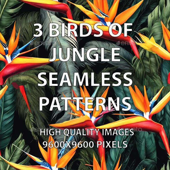 [DOWNLOAD]3 Birds of Jungle Seamless Patterns