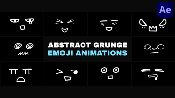 Abstract Grunge Scribble Emoji Animations | After Effects Elements template preview