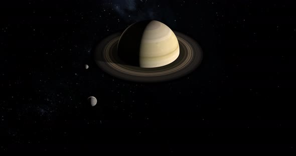 Enceladus and Mimas Orbiting around Saturn, Motion Graphics | VideoHive