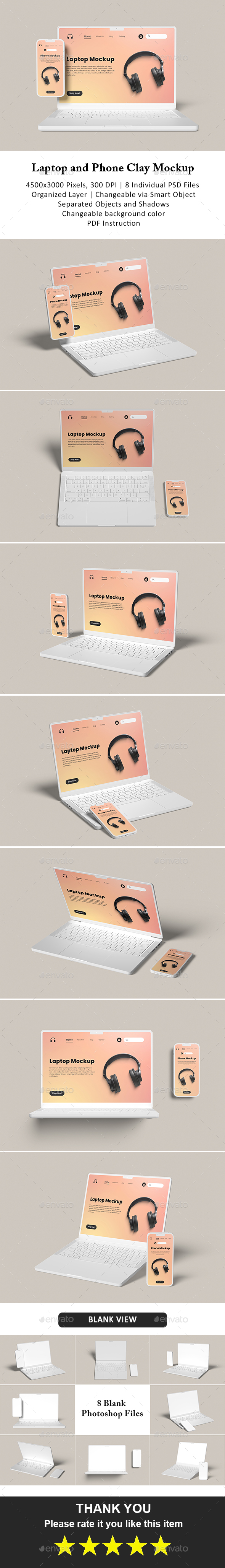 [DOWNLOAD]Laptop and Phone Clay Mockup