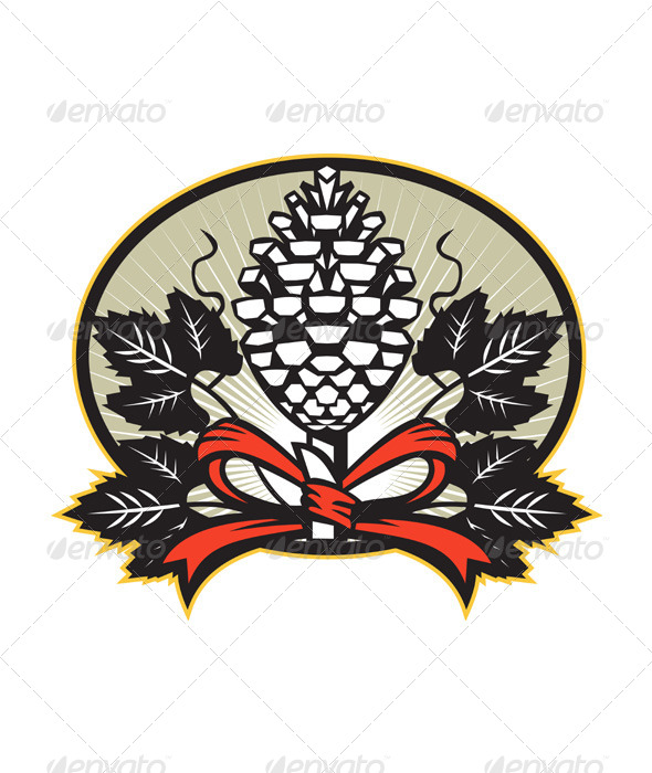 Thyrsus Pine Cone Staff Leaves Retro - Miscellaneous Vectors