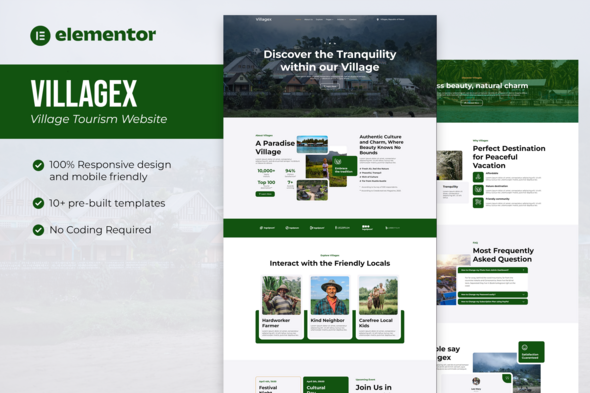 Villagex - Village Tourism  Elementor Template Kit