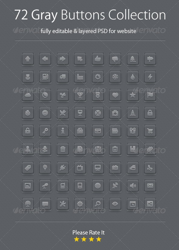 Gray Buttons Collection - Buttons Web Elements