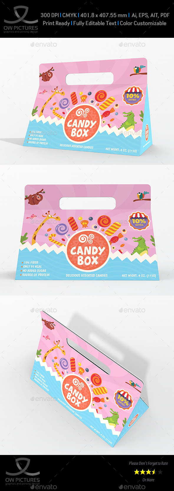[DOWNLOAD]Candy Box with Handles Packaging Template