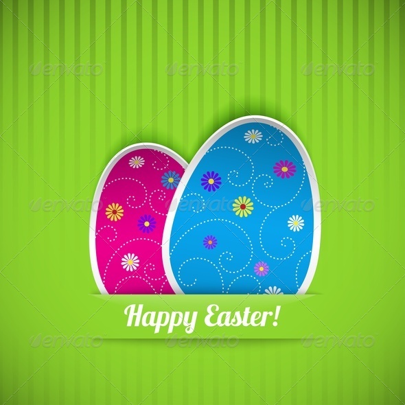 Easter Card with Two Eggs - Miscellaneous Seasons/Holidays