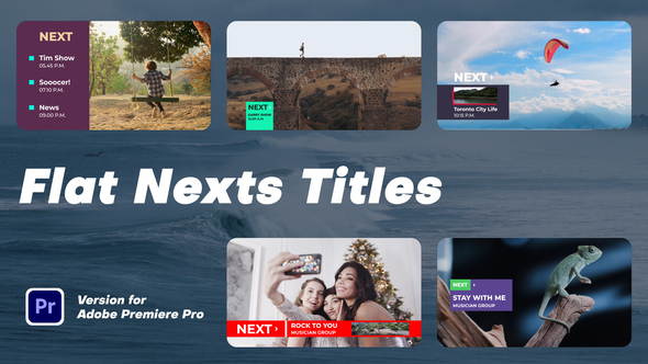 Flat Nexts Titles | MOGRT Premiere Pro template preview