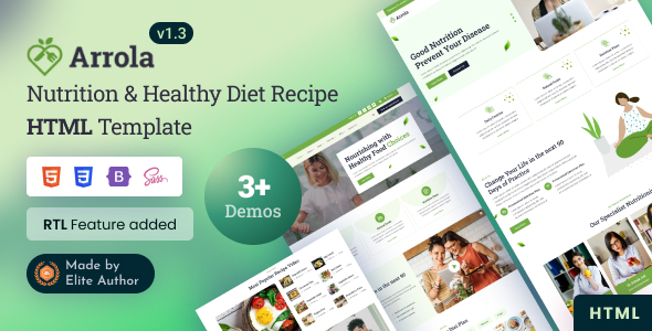 Arrola - Nutrition Healthy Diet Recipe Bootstrap 5 Template