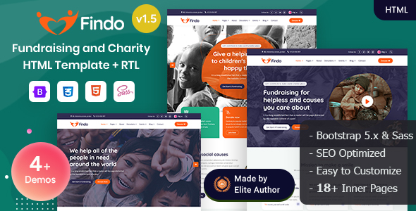 [DOWNLOAD]Findo - Fundraising & Charity Bootstrap 5 Template