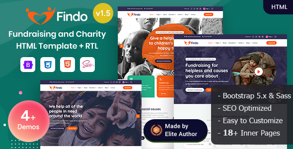 Findo - Fundraising & Charity Bootstrap 5 Template